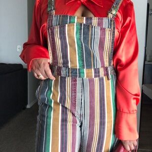 BDG URBAN OUTFITTERS overalls in multi-color vertical stripes